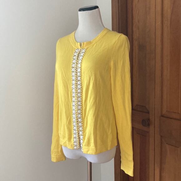 Banana Republic Sweaters - Banana Republic Beaded Yellow Cardigan, Size M